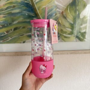 Botella Hello Kitty Rosa con Bombilla